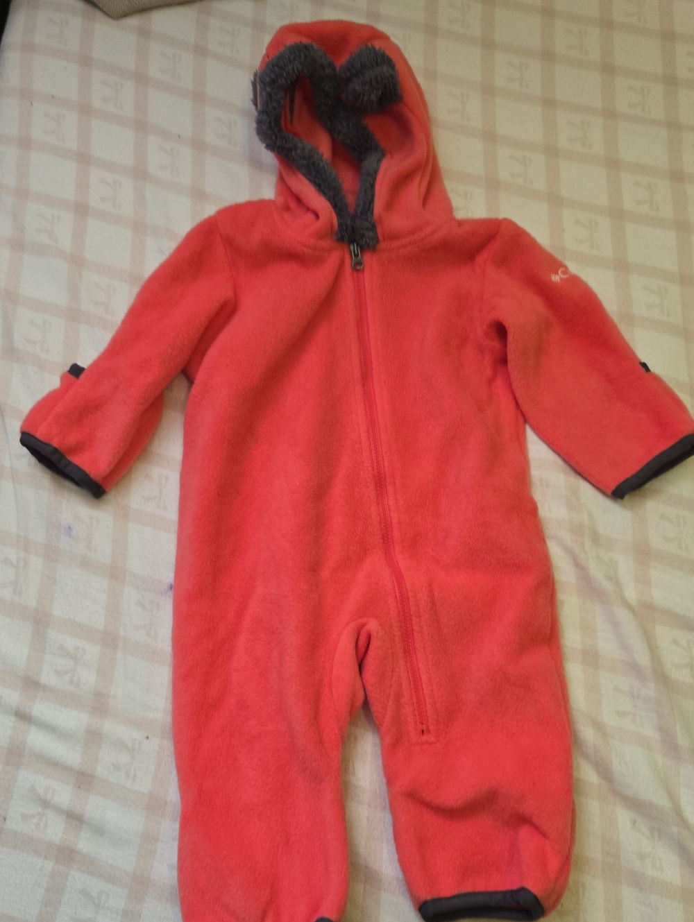 Kids Coral Fleece Hooded One-Piece Romper